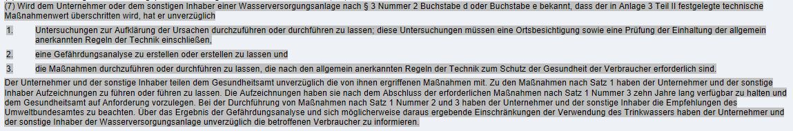 Auszug TrinkwasserV Auszug TrinkwasserV
